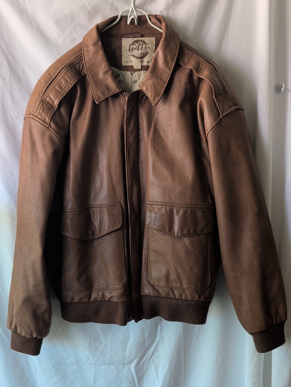 Vintage G3 G-III Leather Bomber Jacket Mens Medium Brown 90s Y2K buttery soft